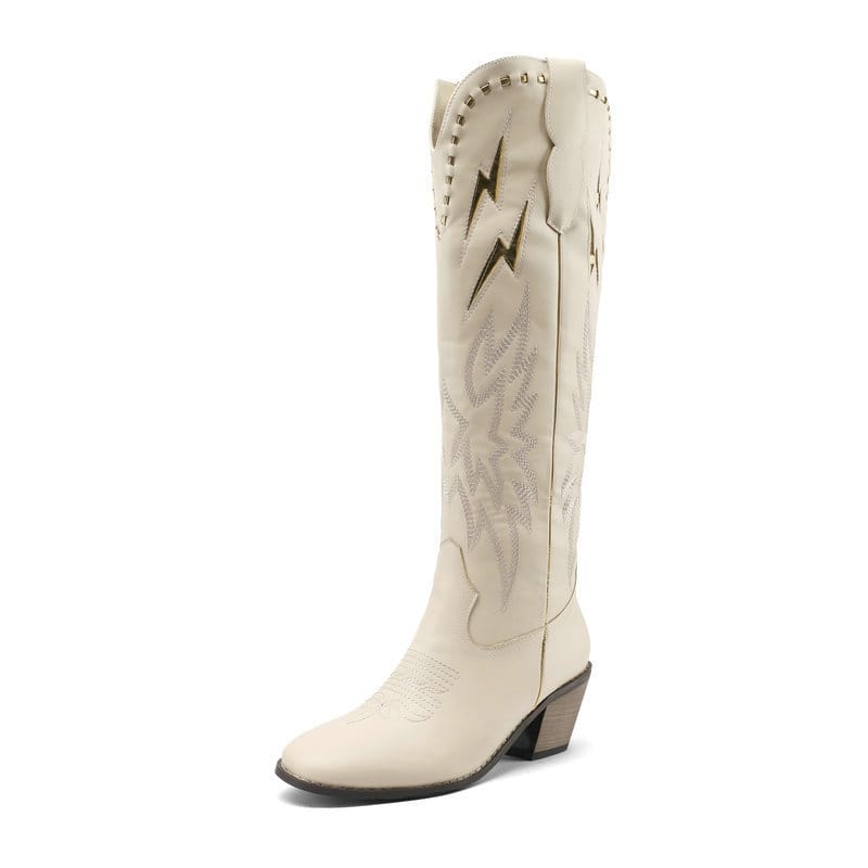 Women’s Lightning Embroidered Knee-High Western Boots-60039