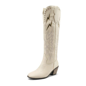 Women’s Lightning Embroidered Knee-High Western Boots-60039