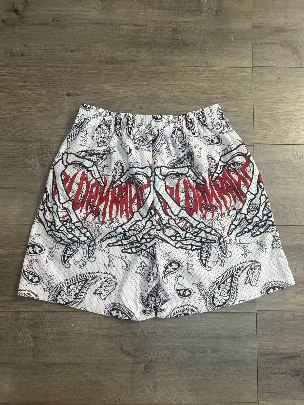 SKELETON HAND HEART SHORTS-8907