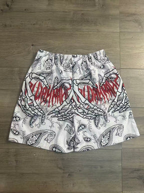 SKELETON HAND HEART SHORTS-8907