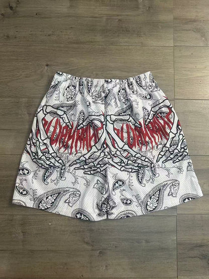 SKELETON HAND HEART SHORTS-8907