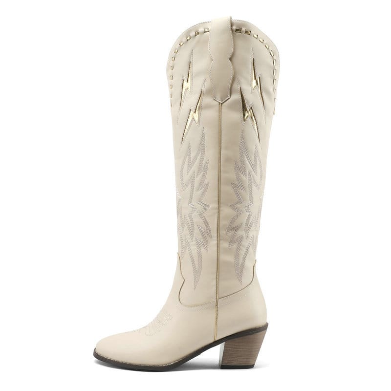 Women’s Lightning Embroidered Knee-High Western Boots-60039