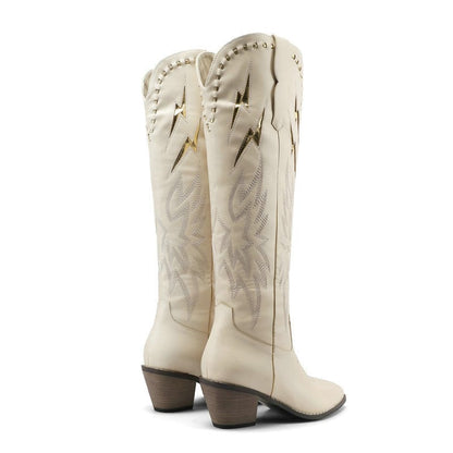 Women’s Lightning Embroidered Knee-High Western Boots-60039