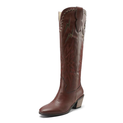 Women’s Lightning Embroidered Knee-High Western Boots-60039