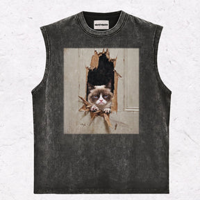 WACKY CAT  HEAVY WEIGHT COTTON TEE-011