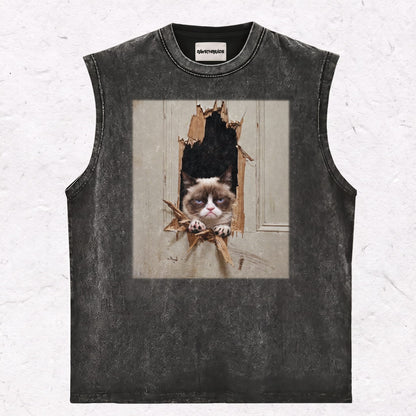 WACKY CAT  HEAVY WEIGHT COTTON TEE-011