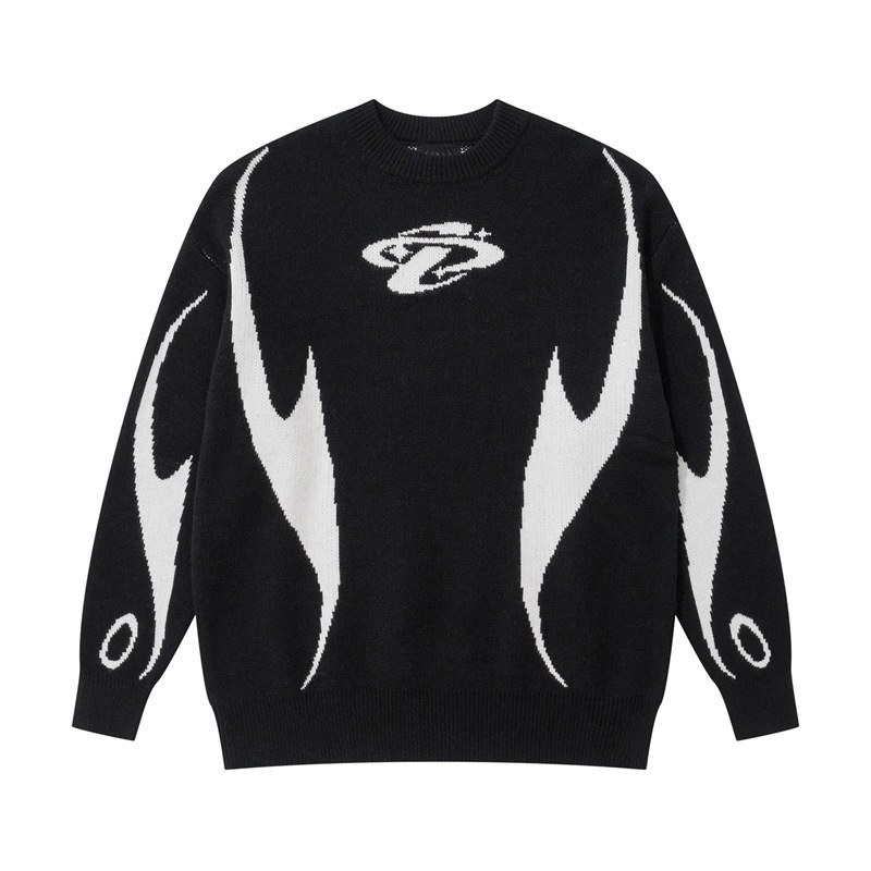 Dark Motion Graphic Knit Sweater