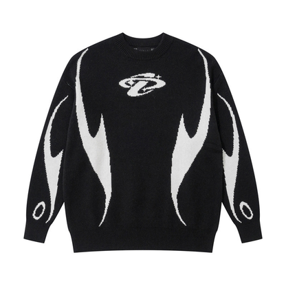 Dark Motion Graphic Knit Sweater
