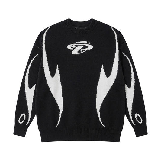 Dark Motion Graphic Knit Sweater