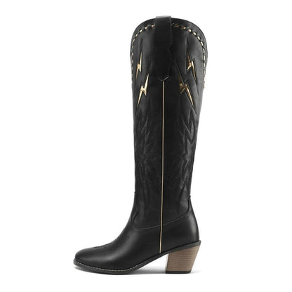 Women’s Lightning Embroidered Knee-High Western Boots-60039
