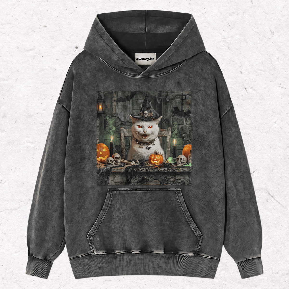 HALLOWEEN CAT HEAVY WEIGHT COTTON TEE-017