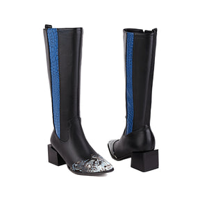 Women’s Color-Block Knee-High Western Boots-60040