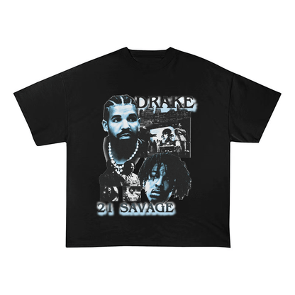 DRAKE AND 21 SAVAGE WEIGHT COTTON TEE-5709