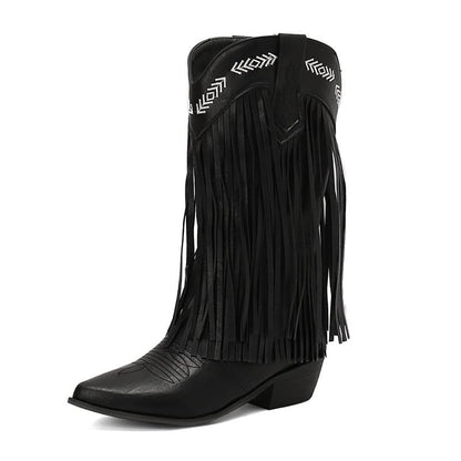 Women's Sterling Fringe Tall Western Boots-60024