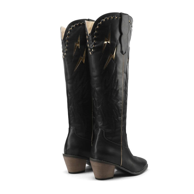 Women’s Lightning Embroidered Knee-High Western Boots-60039