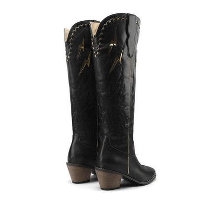 Women’s Lightning Embroidered Knee-High Western Boots-60039