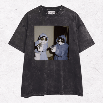 WACKY CAT HEAVY WEIGHT COTTON TEE-019