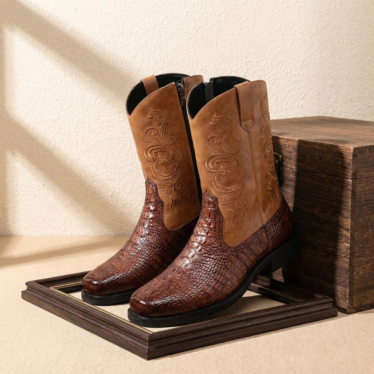 Men's Exotic Caiman Print Western Boots-60051