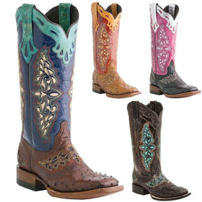 Women’s Floral Embroidered Western Cowboy Boots-6006