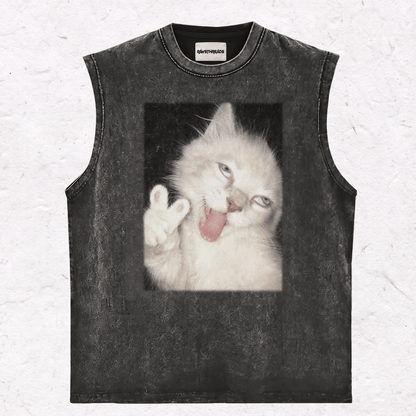WACKY CAT HEAVY WEIGHT COTTON TEE-021