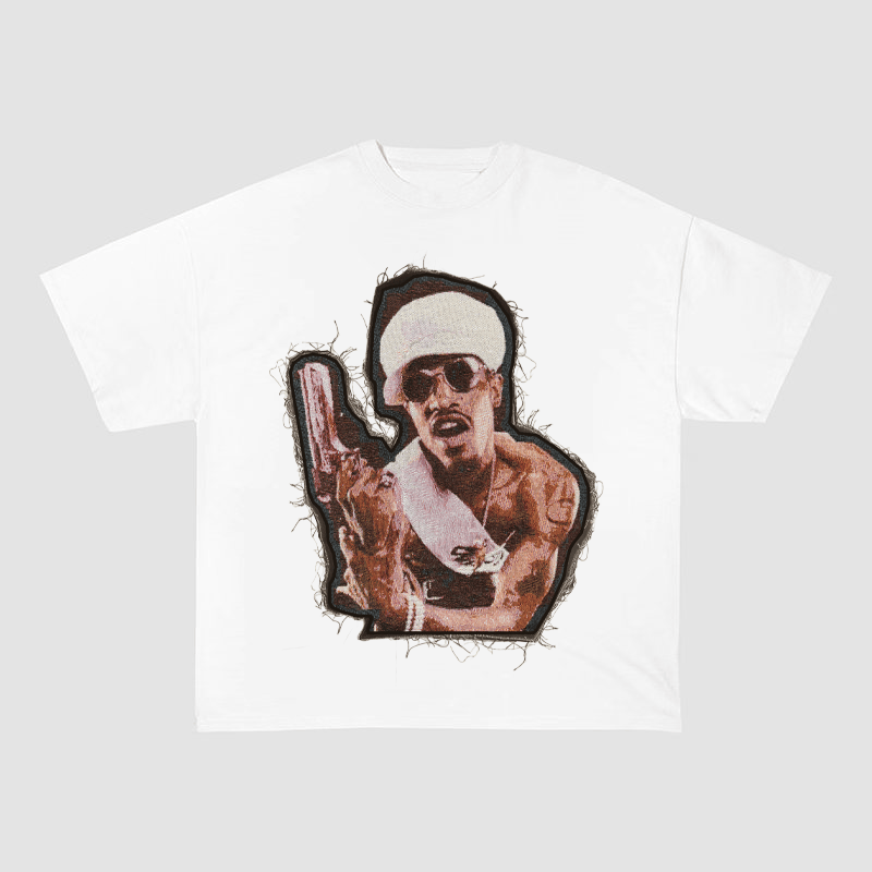 2PAC TUPAC SHAKUR GUN POSE HEAVYWEIGHT PATCH TEE-51315