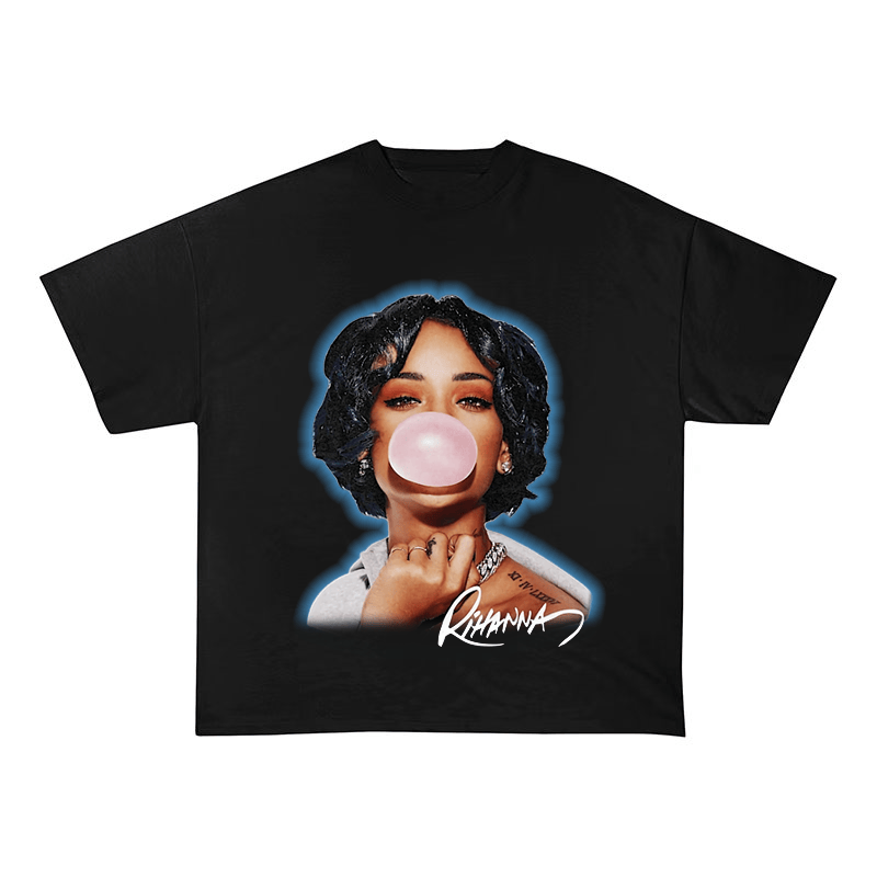 RIHANNA BUBBLEGUM PORTRAIT HEAVYWEIGHT COTTON TEE-57015