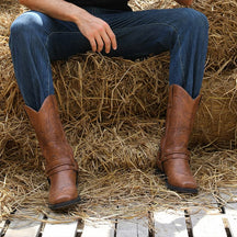 Men’s Distressed Leather Biker Western Boots