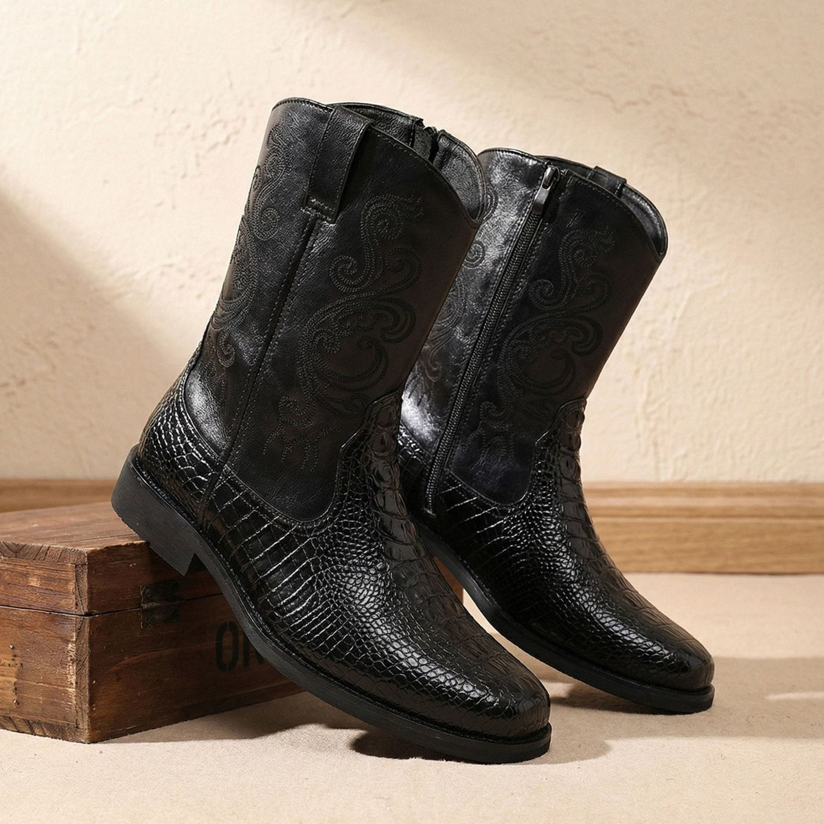Men's Exotic Caiman Print Western Boots-60051