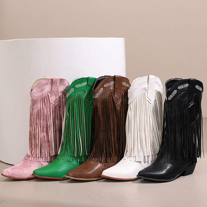 Women's Sterling Fringe Tall Western Boots-60024