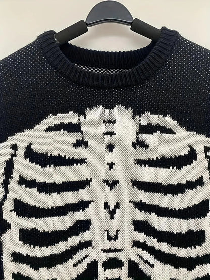 SKELETON RIBCAGE JACQUARD KNIT SWEATER