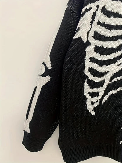 SKELETON RIBCAGE JACQUARD KNIT SWEATER