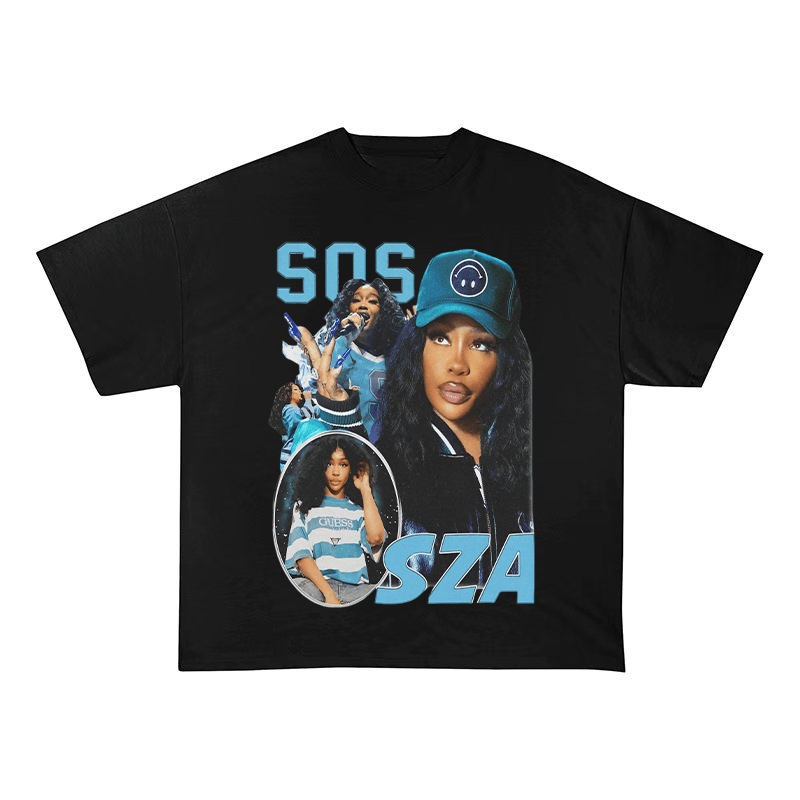VINTAGE SZA MULTI-PORTRAIT S.O.S STYLE HEAVYWEIGHT COTTON TEE-57031
