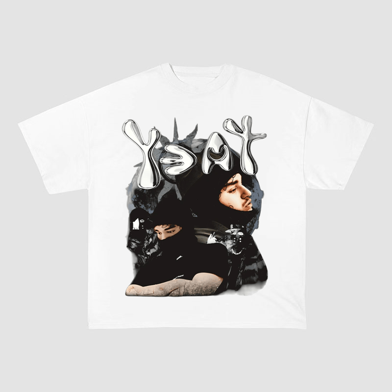 YEAT BALACLAVA & SIDE PROFILE PRINT HEAVYWEIGHT COTTON TEE-5702