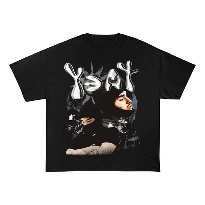 YEAT BALACLAVA & SIDE PROFILE PRINT HEAVYWEIGHT COTTON TEE-5702