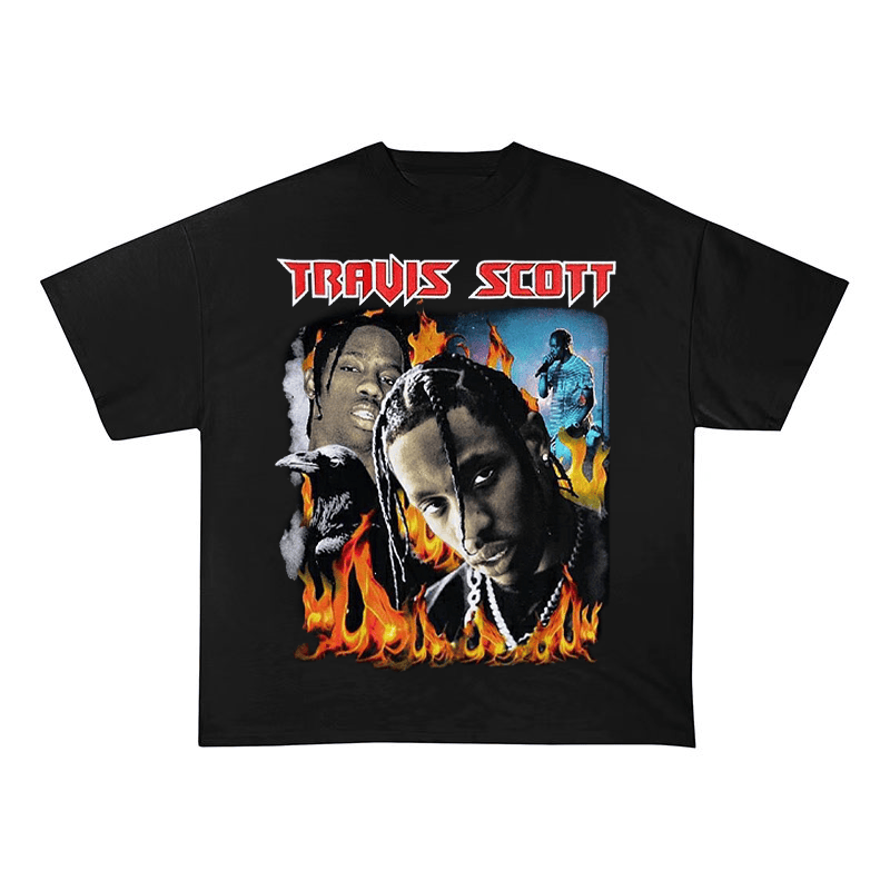 TRAVIS SCOTT FIRE FLAME HEAVYWEIGHT COTTON TEE-57034