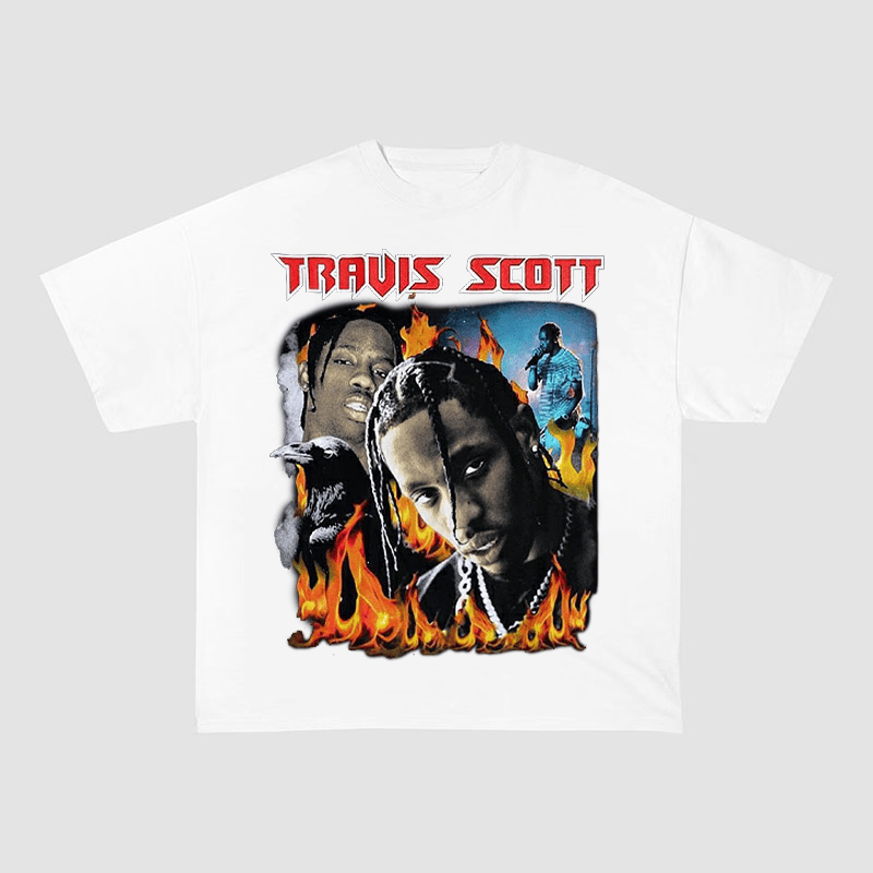 TRAVIS SCOTT FIRE FLAME HEAVYWEIGHT COTTON TEE-57034