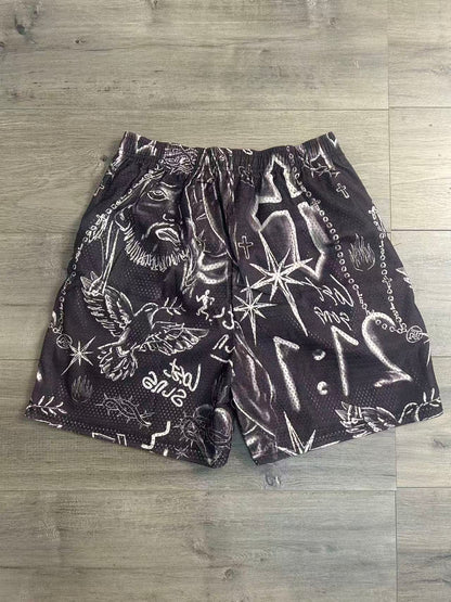 RETRO TIE DYE CROS BROWN  SHORTS-8909