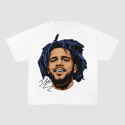 J. COLE BLUE DREADS PORTRAIT HEAVYWEIGHT COTTON TEE-57037