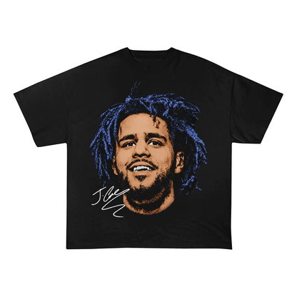 J. COLE BLUE DREADS PORTRAIT HEAVYWEIGHT COTTON TEE-57037