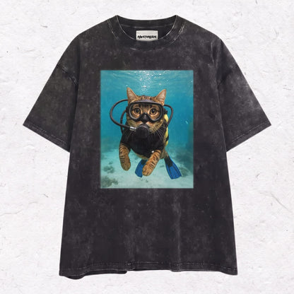 WACKY CAT HEAVY WEIGHT COTTON TEE-009