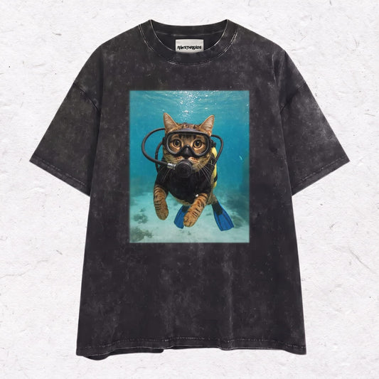 WACKY CAT HEAVY WEIGHT COTTON TEE-009