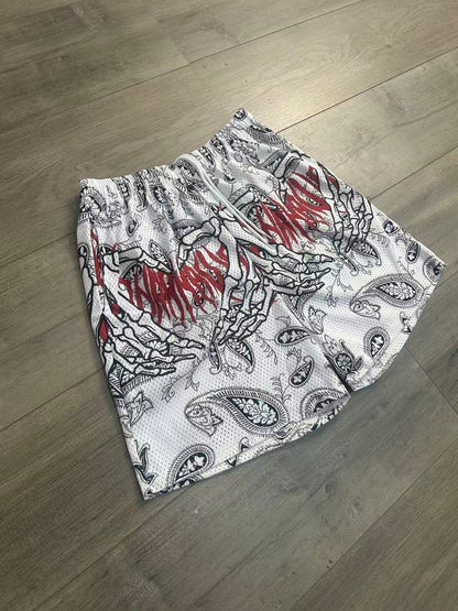 SKELETON HAND HEART SHORTS-8907