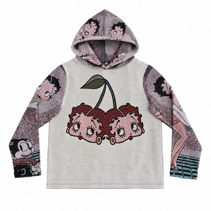 BETTY BOOP CHERRIES TAPESTRY HOODIE