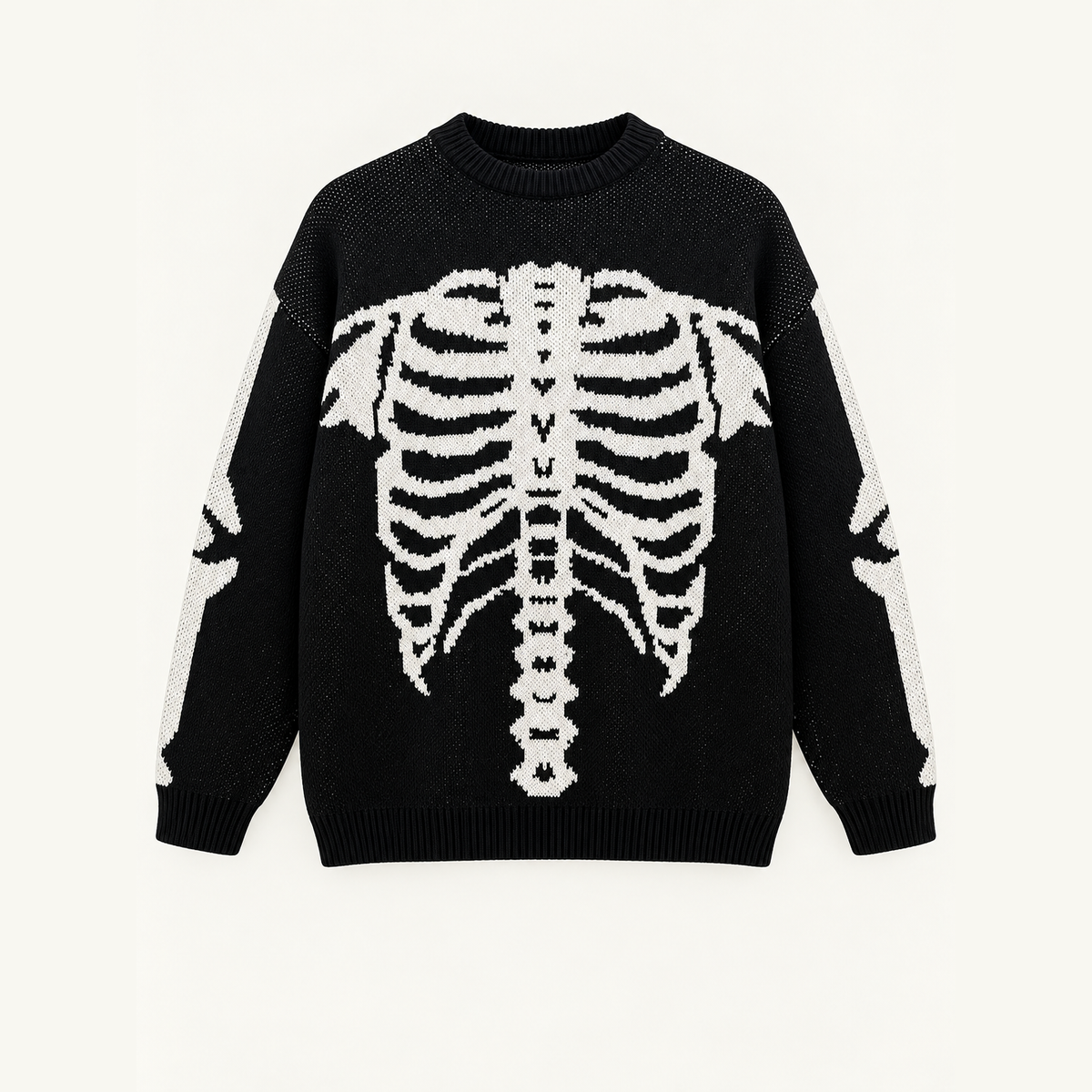 SKELETON RIBCAGE JACQUARD KNIT SWEATER