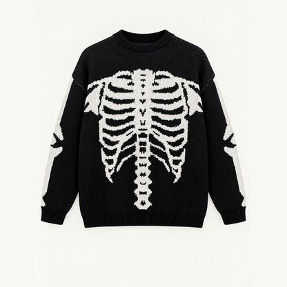 SKELETON RIBCAGE JACQUARD KNIT SWEATER