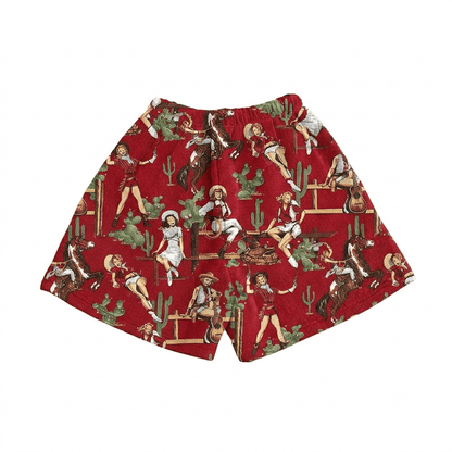 RED COWBOY TAPESTRY SHORTS