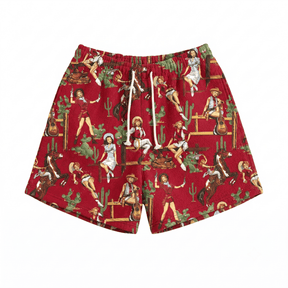 RED COWGIRL TAPESTRY SHORTS