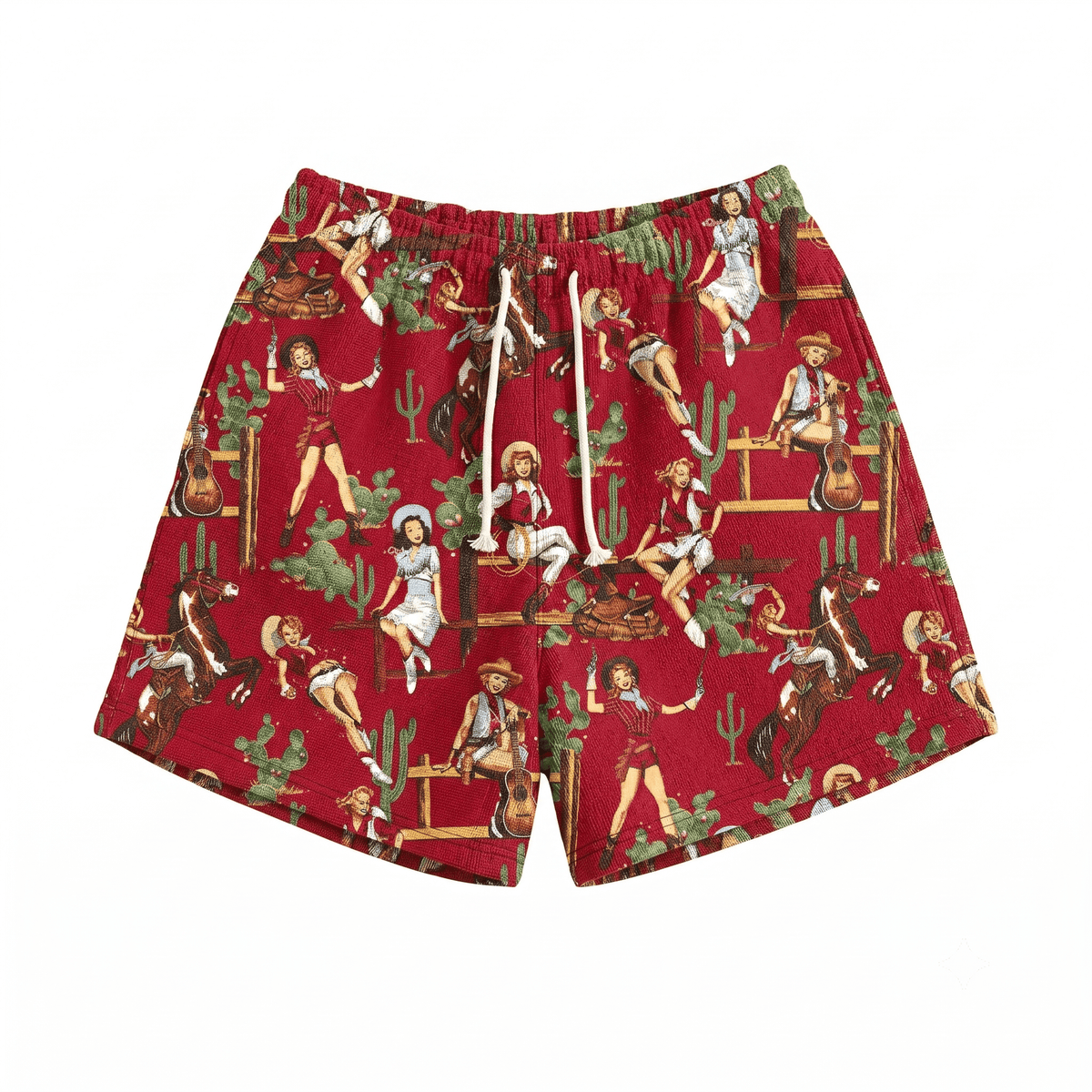 RED COWGIRL TAPESTRY SHORTS