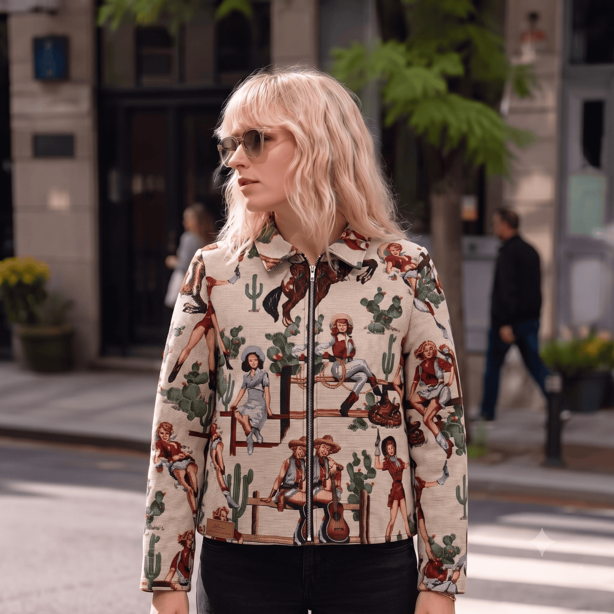 WHITE COWGIRL TAPESTRY JACKET