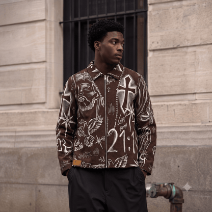 RETRO TIE DYE CROS BROWN JACKET